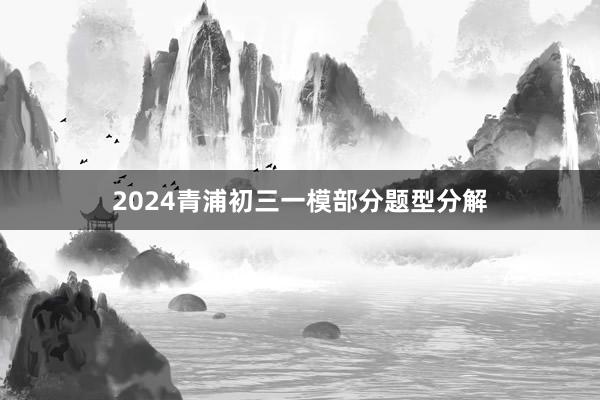 2024青浦初三一模部分题型分解