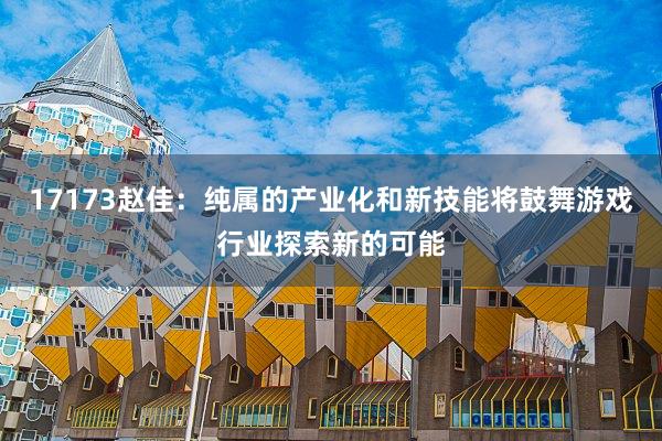17173赵佳：纯属的产业化和新技能将鼓舞游戏行业探索新的可能