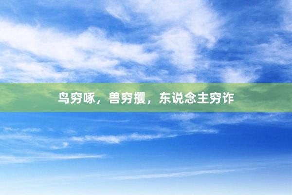 鸟穷啄，兽穷攫，东说念主穷诈