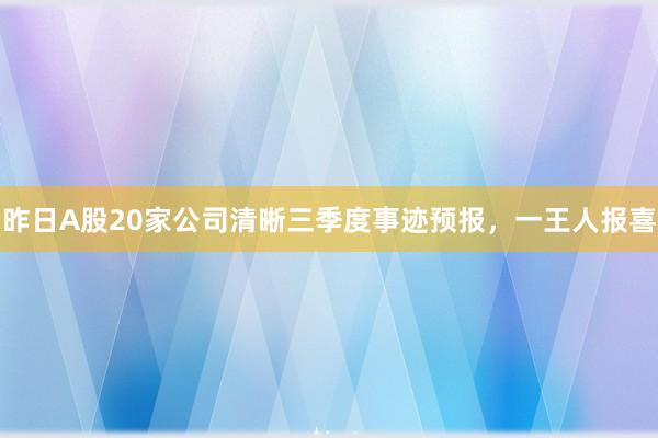 昨日A股20家公司清晰三季度事迹预报，一王人报喜