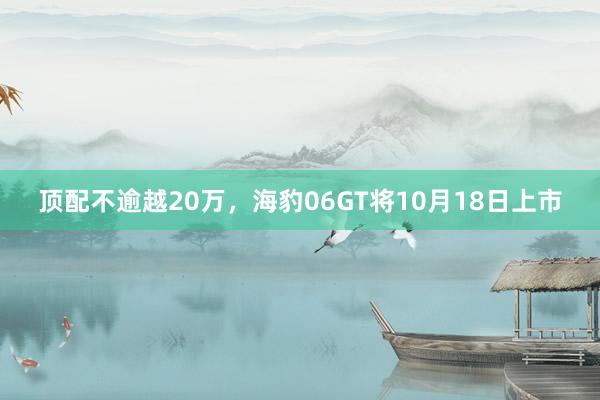 顶配不逾越20万，海豹06GT将10月18日上市