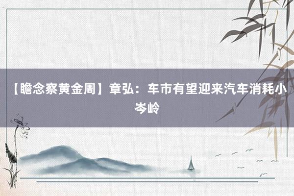【瞻念察黄金周】章弘：车市有望迎来汽车消耗小岑岭