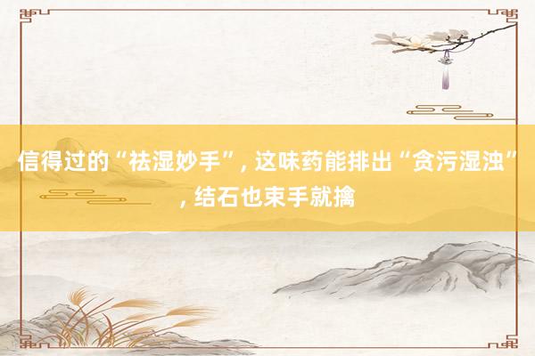 信得过的“祛湿妙手”, 这味药能排出“贪污湿浊”, 结石也束手就擒